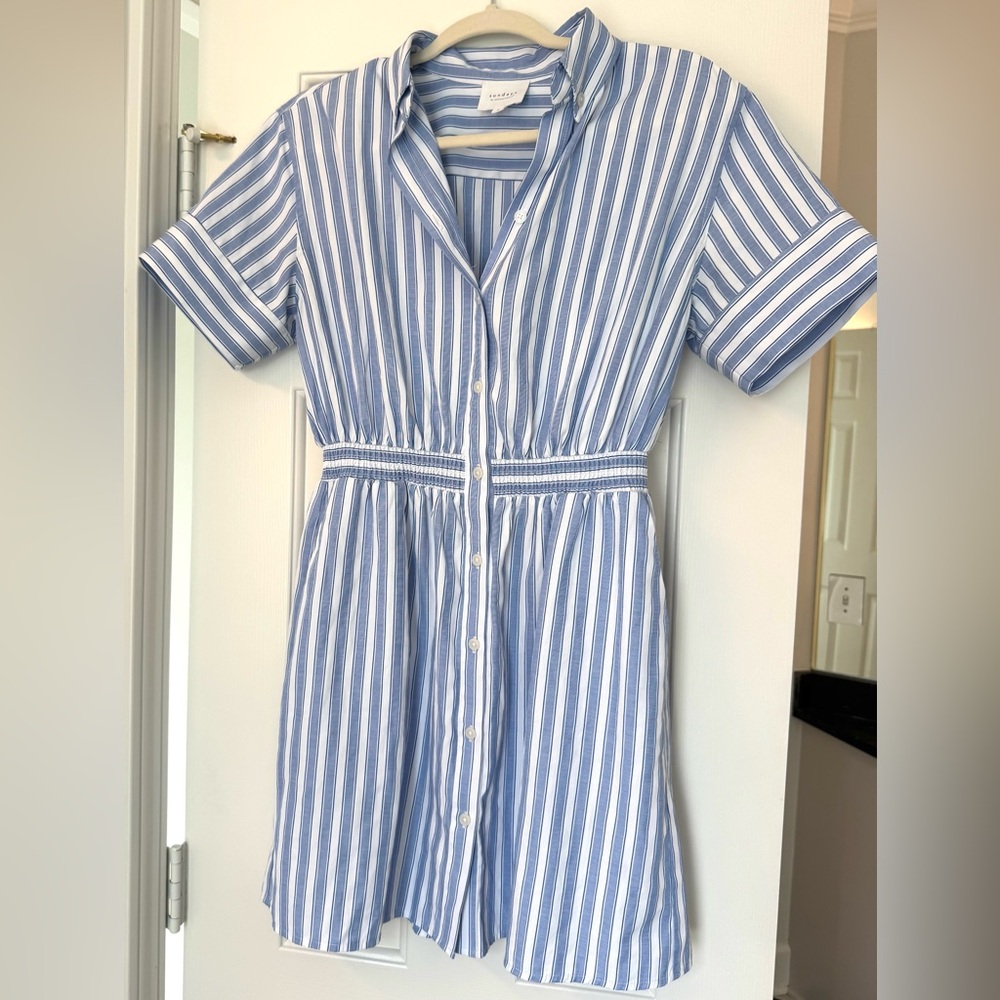 Sundays Blue and White Striped mini dress